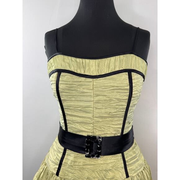 Vintage Jessica McClintock Gunne Sax Green Prom Dress Crinkled Tulle Size 7 USA - Picture 2 of 9